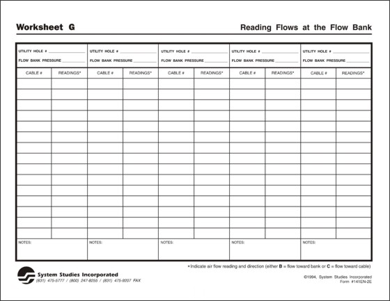 Leak Locating Worksheet G